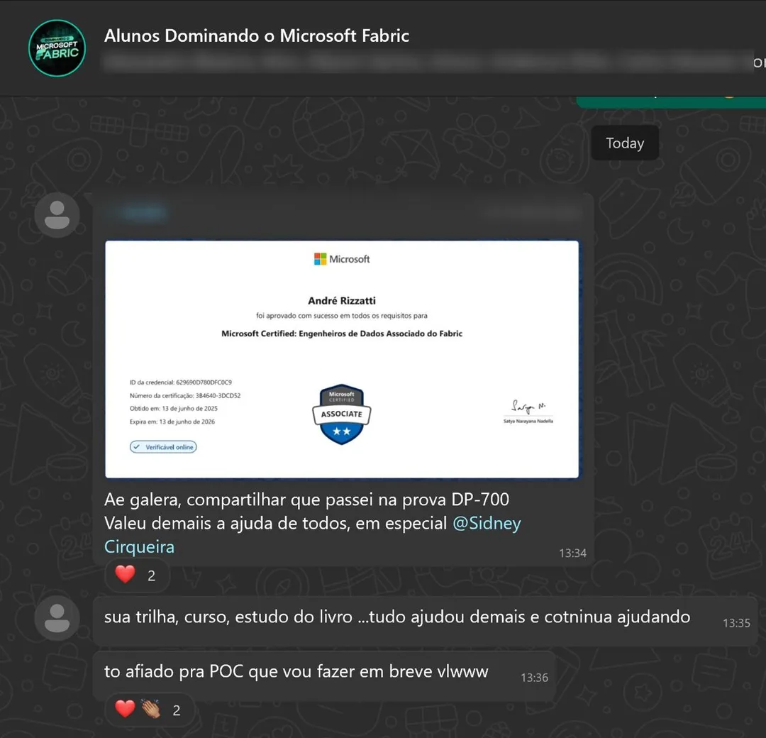André Rizzatti aprovado na prova DP-700 — Microsoft Certified: Fabric Data Engineer Associate